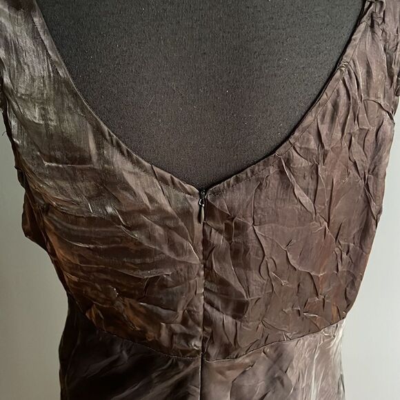 Barbara Lesser vintage sheer crinkle lined V front & back neckline slip midi. Md - Picture 6 of 7